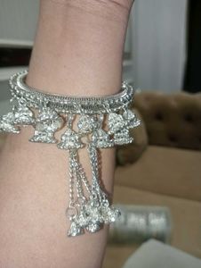 Silver Oxidised Latkan Kada
