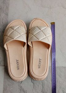 Beige Quilted Slides