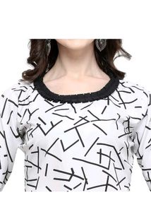 🤍 Geometric Print Bell Sleeve Top