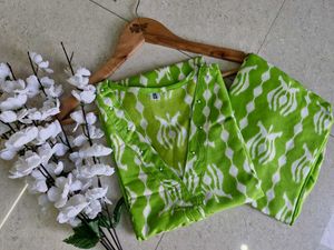 Green Printed Kurta Set