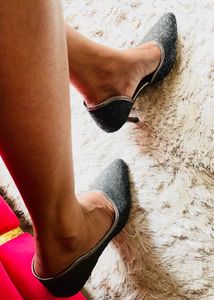 Dazzling Party Heels – Sparkly Finish | Size 7