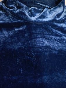 Velvet Dark Blue Mock Neck Top