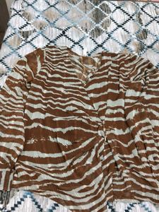 Zebra Print Wrap Top