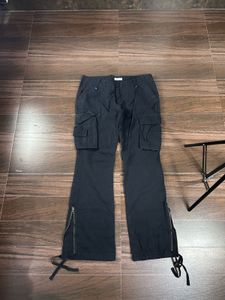 Black Cargo Pants with Zipper Detail