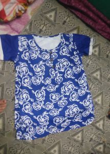 Blue Floral Print Top