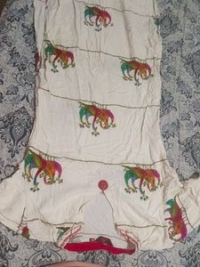 A Multicolour Peacock Print Thread Work Kurta