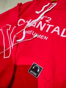 Red Sweatshirt With Attached Earphones