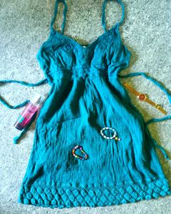 TEAL SPAGHETTI STRAPS DRESS