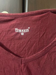 Maroon Cotton Plain Top Women