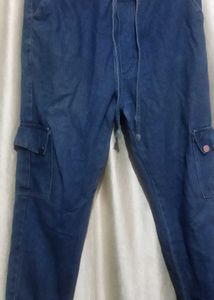 Blue Denim Cargo Pants