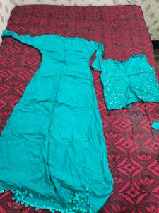 Teal Kurti Set