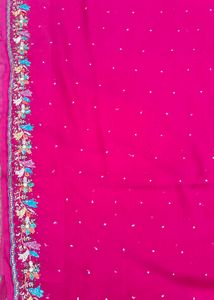 Pink colour hend work saree