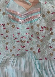 Frillled Embroidered Ingegment Gown