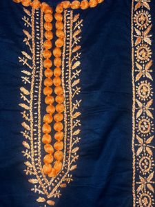 ADA BLACK &amp; ORANGE Embroidered Chikankari KURTA