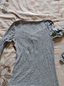 Gray Long Sleeve Criss Cross Top