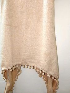 Elegant Beige Pom-Pom Top