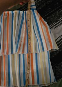 Girl Multi Color Lining Top With Peach Bottom