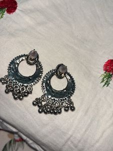Ethnic Oxidized Silver Jhumka