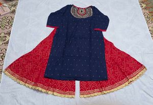 Navy Blue Kurta With Sharara Set