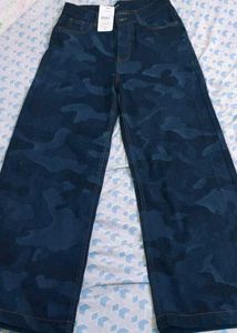 Camouflage Print wide leg Jeans