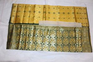 Yellow Silk Saree with Green Border