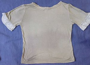 Beige Top with Lace Sleeves