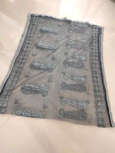 Elegant Grey Paisley Dupatta