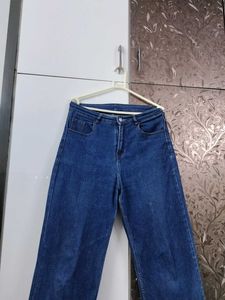 Blue Wide Leg Denim Jeans