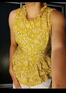 Mustard Printed Top