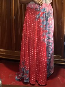 Women Long Floral Pink Skirt