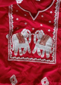 Red Printed Saree