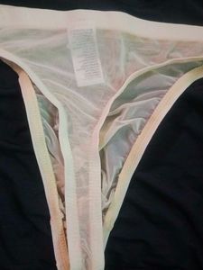 Men&#39;s Sheer Cream See Through Thong