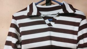 Brown ribbed Long Sleeve Top