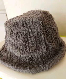 Fuzzy Gray Bucket Hat flawless condition 👍🏻