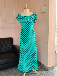 Mint Green Polka Dot Maxi Dress