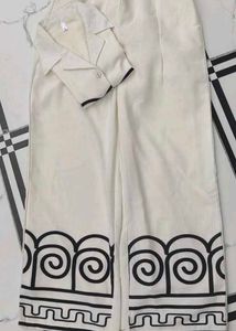 Short Sleeve Shirt with Collar Straight Pants wit