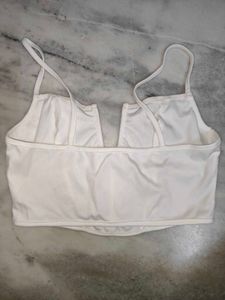 White V-Neck Crop Top