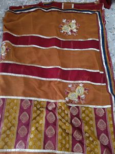 Beautiful Multicolour Saree With Blouse