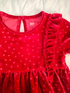 Red Velvet Polka Dot Dress