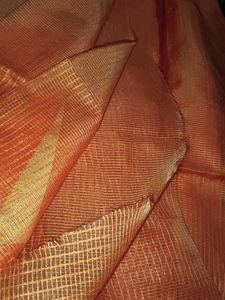 Orange Sari with Striped Border