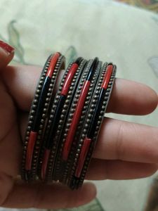 Set of Red & Black Beaded Bangles