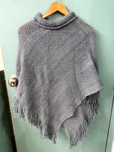 Grey Soft  Poncho Cape For Women