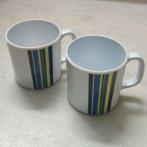 White Striped Mugs