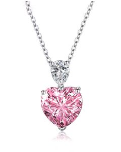 Pink Crystal Heart Pendant Necklace