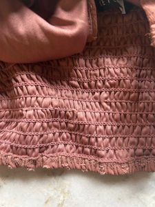 Brown Sheer One-Sleeve Crop Top