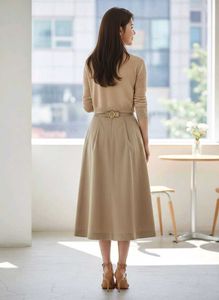 Korean Kaki Midi Skirt (Imported)