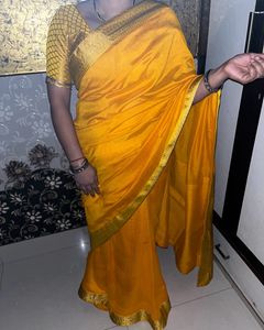 Yellow saree with blouse 1 time used only new sare