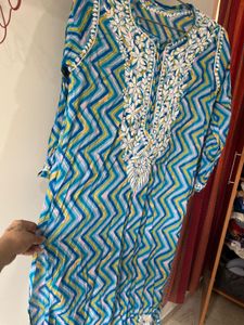 Embroidered Chevron Print Kurti