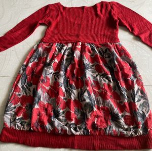 Stylish Red Floral Long Top | Size 34 Bust