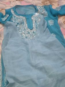 Blue Chikankari Kurti With Inner